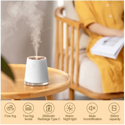 USB-HOOFDmini cool mist humidifier 500ml 2000mah Navulbare 2 in 1 Luchtbevochtiger