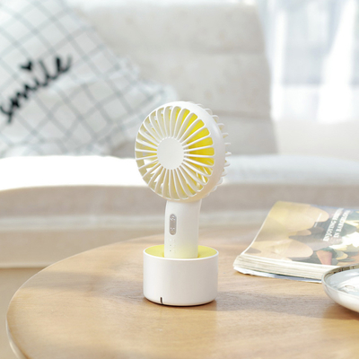 Oplaadbare handgevoelige ventilator met standbasis, 2000 mAh batterij, automatische rotatie en aromafunctie